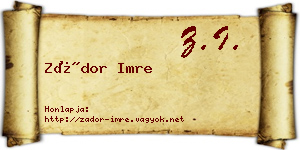 Zádor Imre névjegykártya